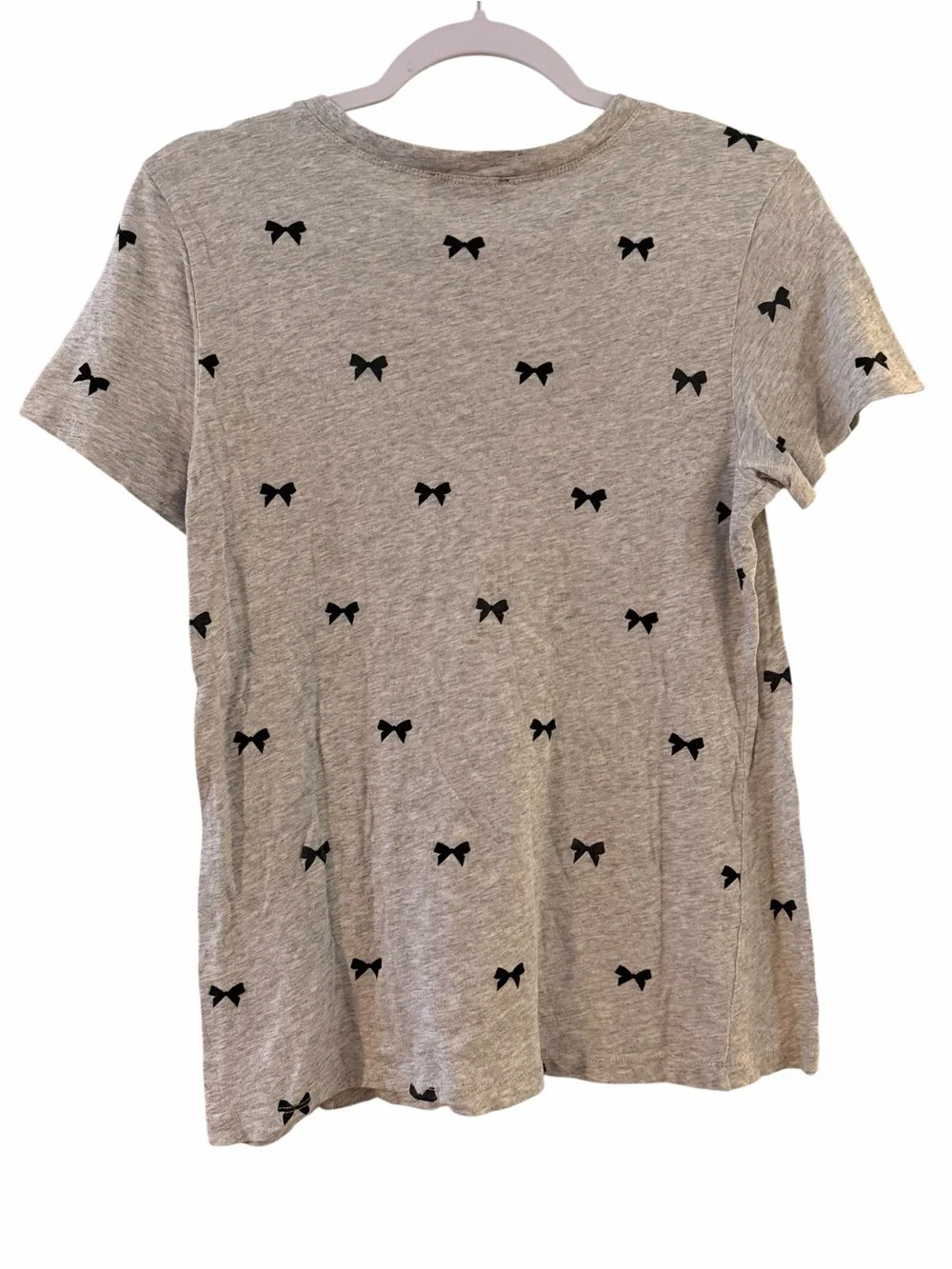 J. Crew Gray Tee with Black Bow Print